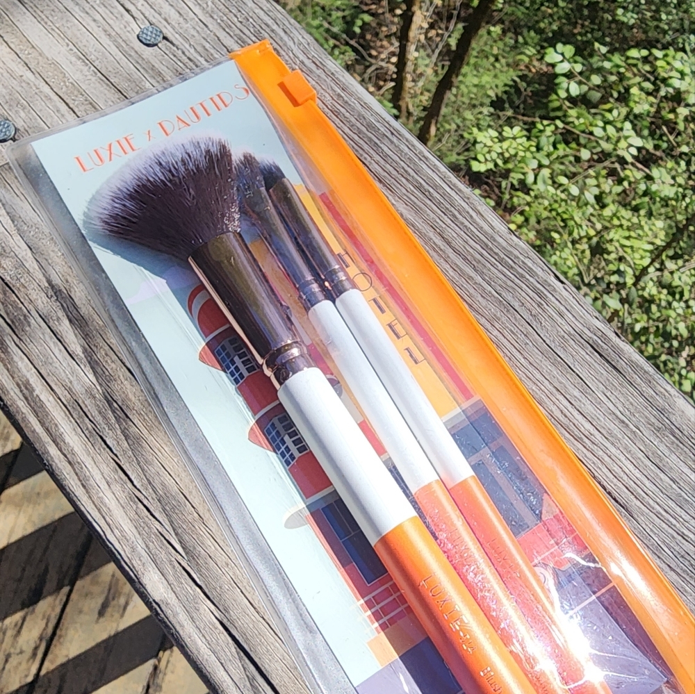 Luxie x Pautips Por La Noche 3 Piece Face Brush Set New Full Size